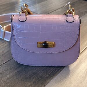 Kelly & Katie Pink Crossbody Bag with Bamboo Handle